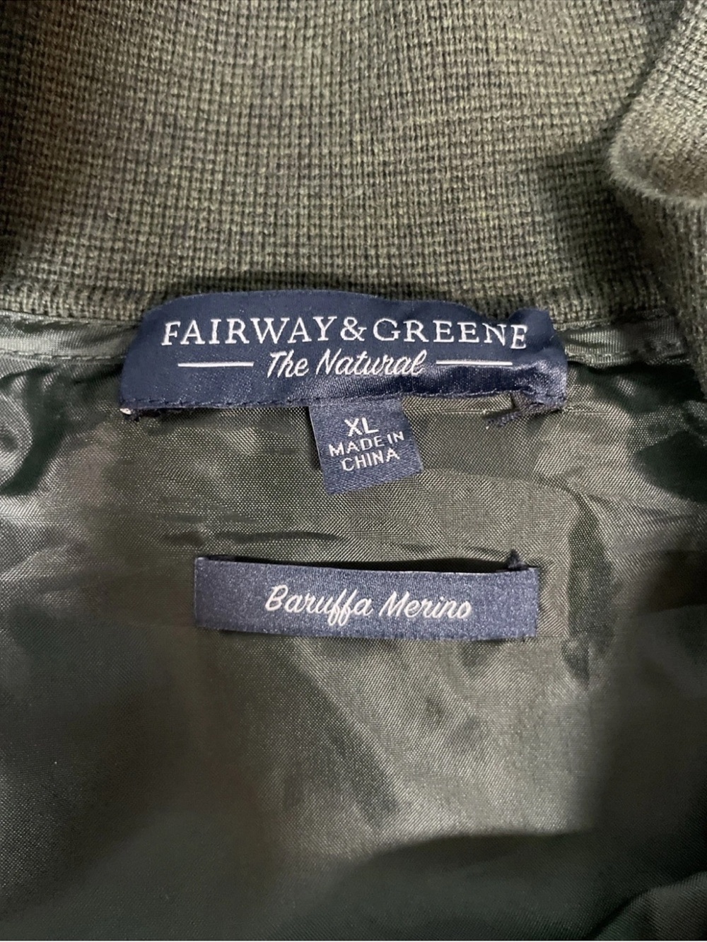 Fairway Greene Baruffa Merino Wool Sweater Vest Mens XL Green Quarter Zip Lined - Picture 2 of 4